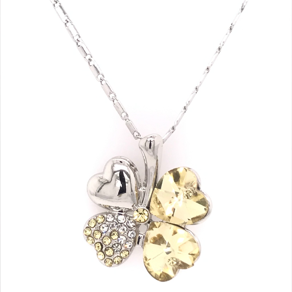 Shamrock Yellow Hearts Swarovski Pendant